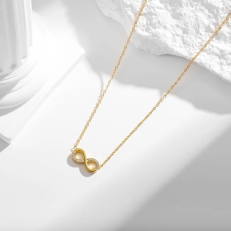 Infinity loop titanium stainless steel necklace and bracelet