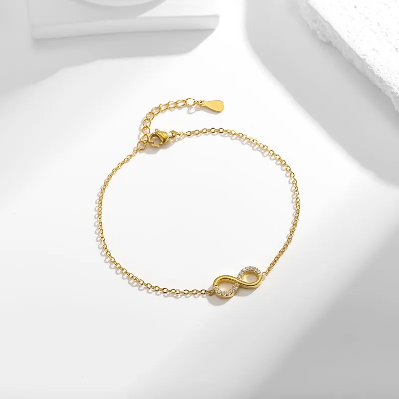 Infinity loop titanium stainless steel necklace and bracelet
