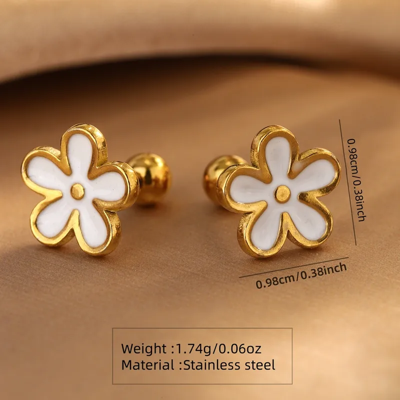Flower stainless 18k Gold plated stud earrings