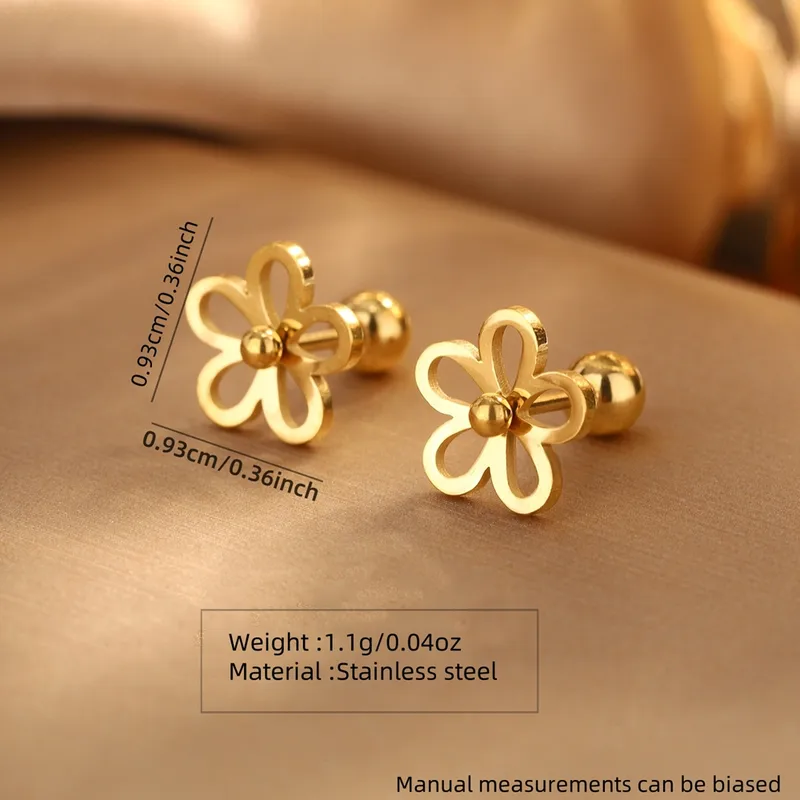 Flower stainless 18k Gold plated stud earrings