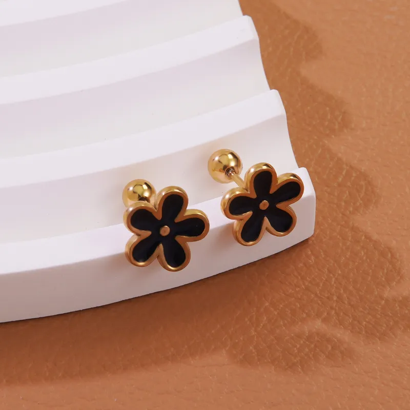 Flower stainless 18k Gold plated stud earrings