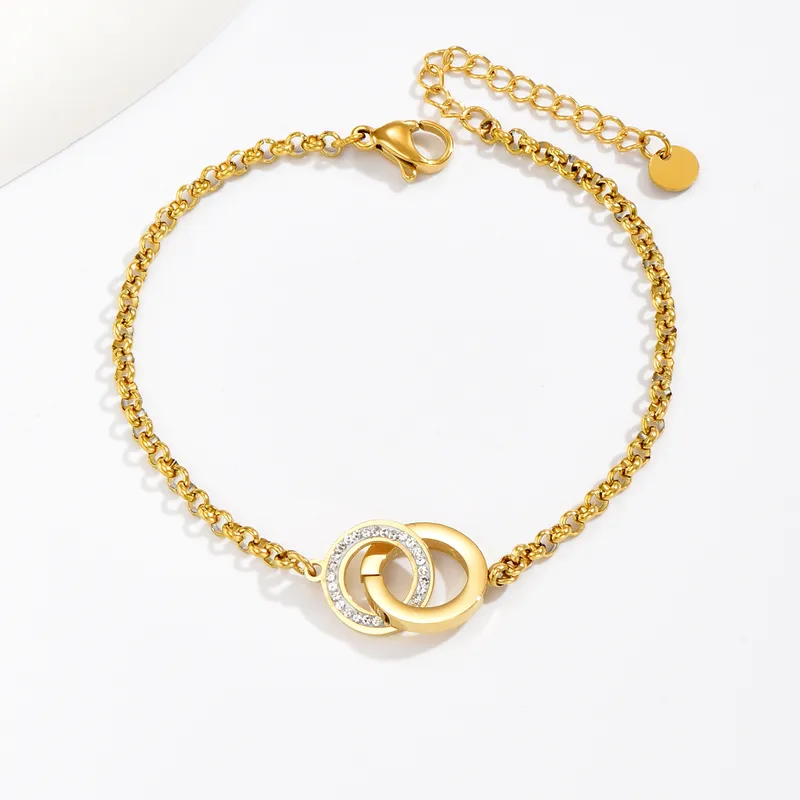 Fashion round stainless steel 14k gold plated set