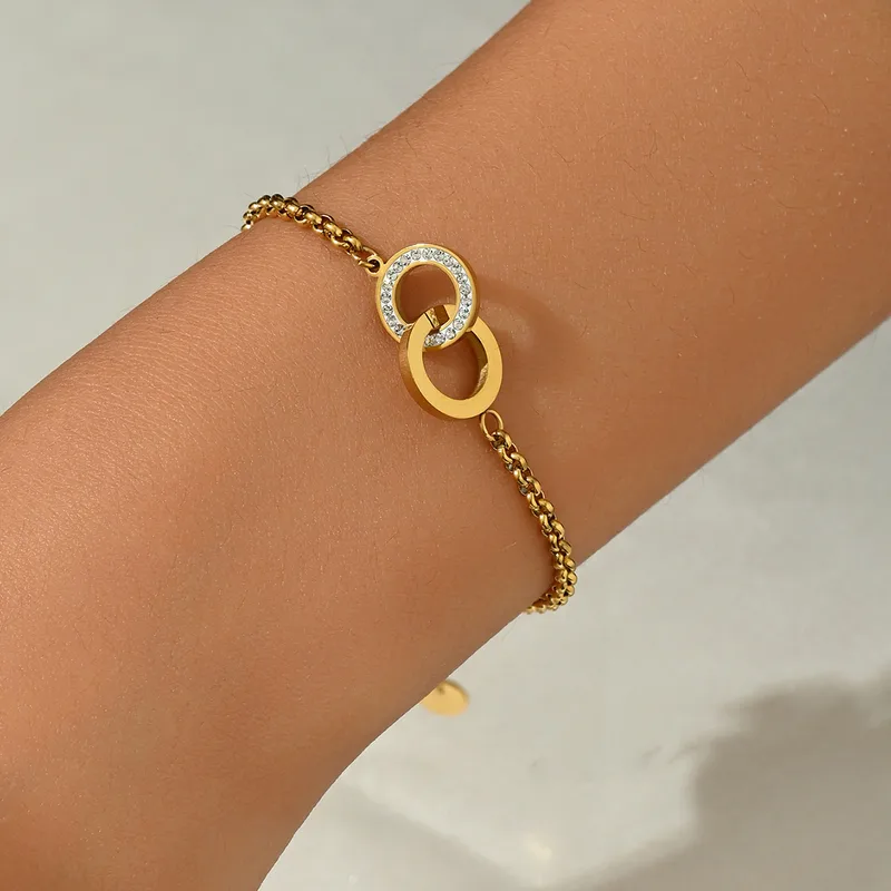 Fashion round stainless steel 14k gold plated set