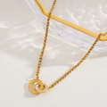 Fashion round stainless steel 14k gold plated set